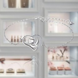 Bransoletka srebrna damska na rękę serce róża celebrytka rodowana