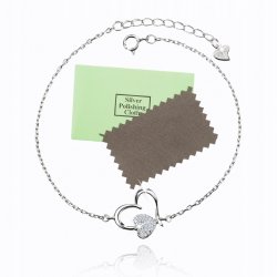 Bransoletka srebrna 925 serce rodowana