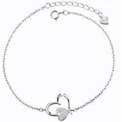 Bransoletka srebrna 925 serce rodowana