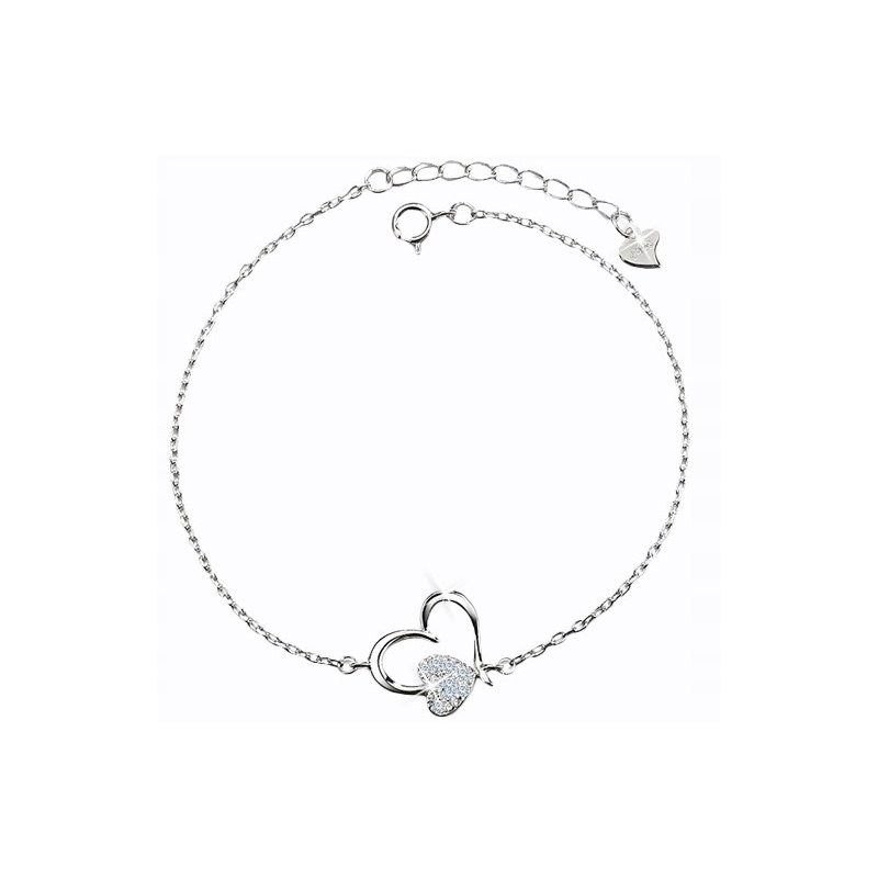 Bransoletka srebrna 925 serce rodowana