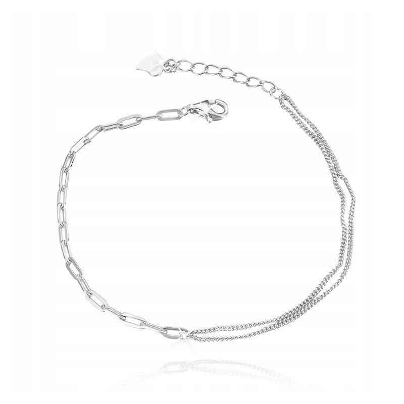 Srebrna bransoletka rodowana podwójna