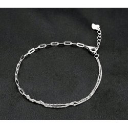 Srebrna bransoletka rodowana podwójna