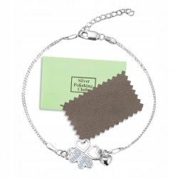 Srebrna bransoletka damska koniczynka srebro próba 925 rodowana oryginalna