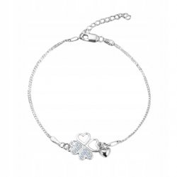 Srebrna bransoletka damska koniczynka srebro próba 925 rodowana oryginalna