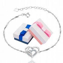 Srebrna bransoletka 925 serce dla kobiety rodowana