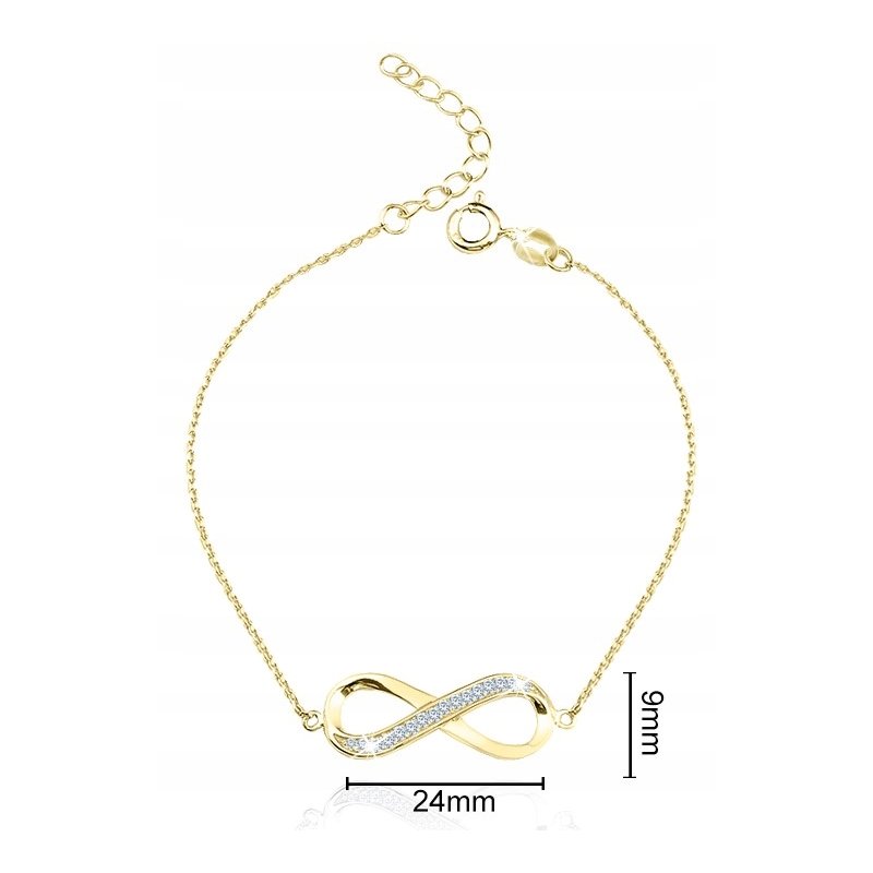 Bransoletka srebrna damska nieskończoność celebrytka srebro pozłacane