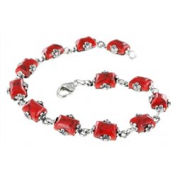 Piękna bransoletka srebrna koral srebro próba 925