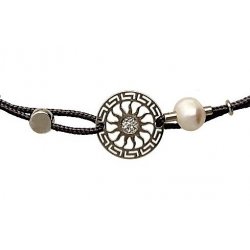 Bransoletka srebrna damska sznurkowa celebrytka naturalna perła srebro 925