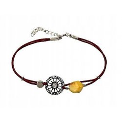 Bransoletka celebrytka srebrna bursztyn srebro 925