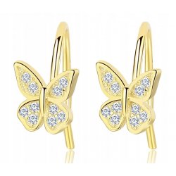Kolczyki srebrne próba 925 pozłacane motylki dla dziewczynki