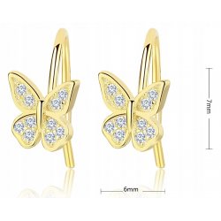 Kolczyki srebrne próba 925 pozłacane motylki dla dziewczynki