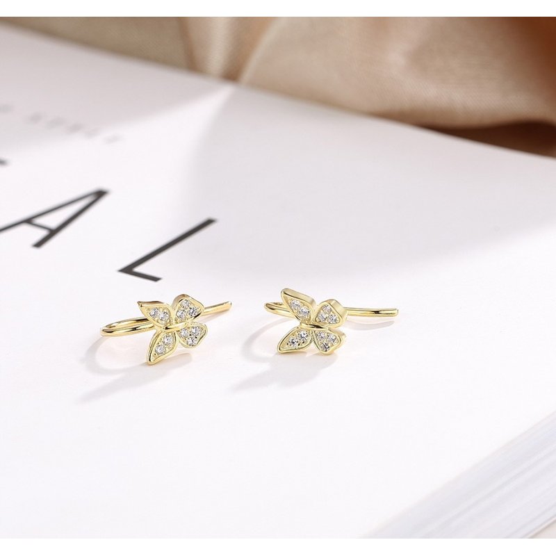 Kolczyki srebrne próba 925 pozłacane motylki dla dziewczynki