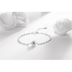 Bransoletka srebrna 925 rodowana kwiatek kwiat celebrytka damska