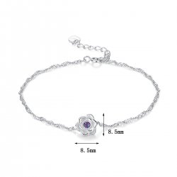 Bransoletka srebrna 925 rodowana kwiatek kwiat celebrytka damska