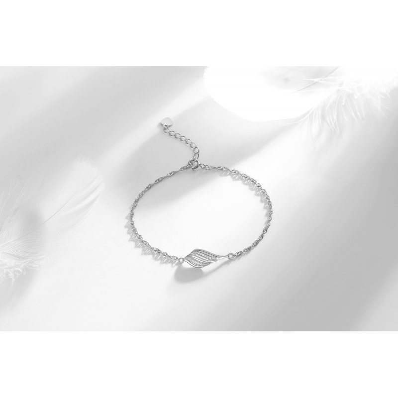 Bransoletka srebrna rodowana damska celebrytka listek srebro 925