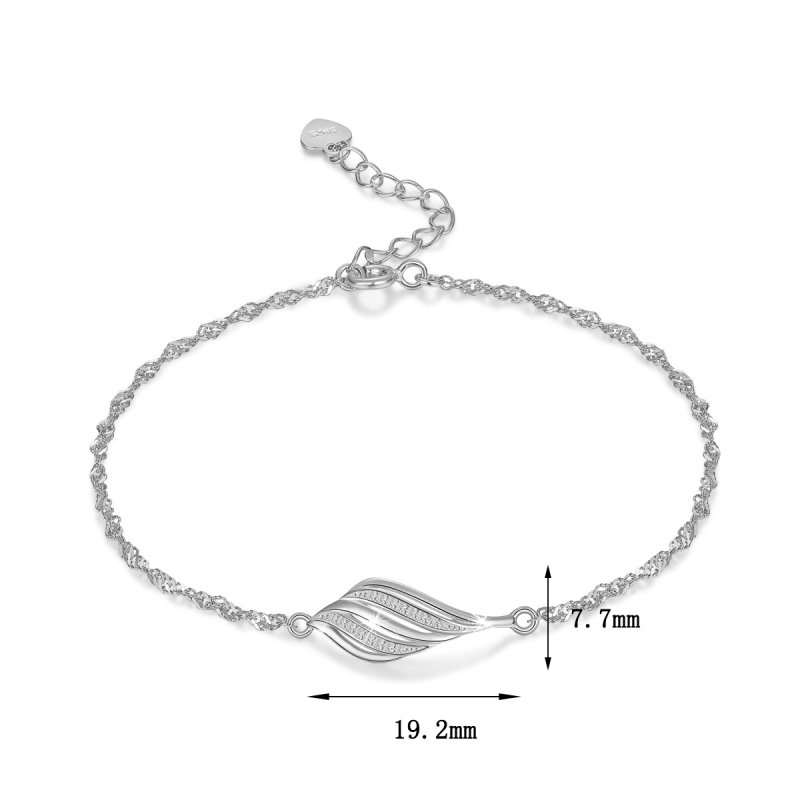 Bransoletka srebrna rodowana damska celebrytka listek srebro 925