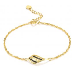 Srebrna bransoletka celebrytka listek listki dla kobiety srebro pozłacane 925