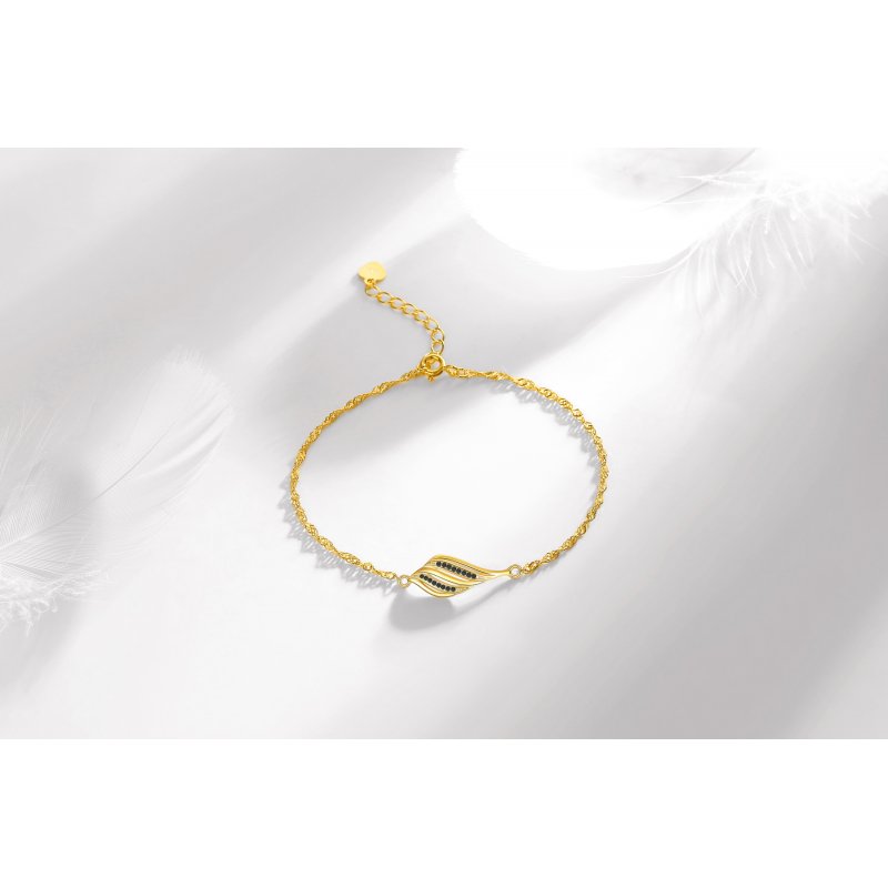 Srebrna bransoletka celebrytka listek listki dla kobiety srebro pozłacane 925