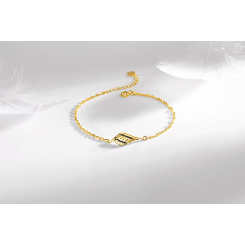 Srebrna bransoletka celebrytka listek listki dla kobiety srebro pozłacane 925