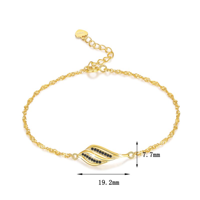 Srebrna bransoletka celebrytka listek listki dla kobiety srebro pozłacane 925