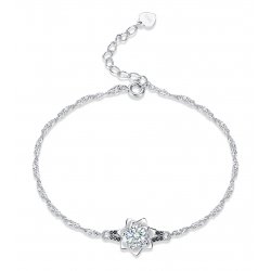 Bransoletka srebrna 925 rodowana dla kobiety kwiatek