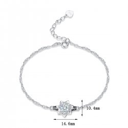 Bransoletka srebrna 925 rodowana dla kobiety kwiatek