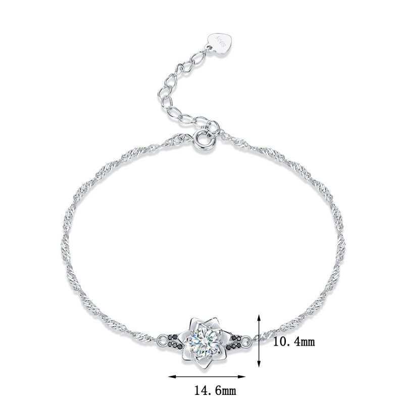 Bransoletka srebrna 925 rodowana dla kobiety kwiatek