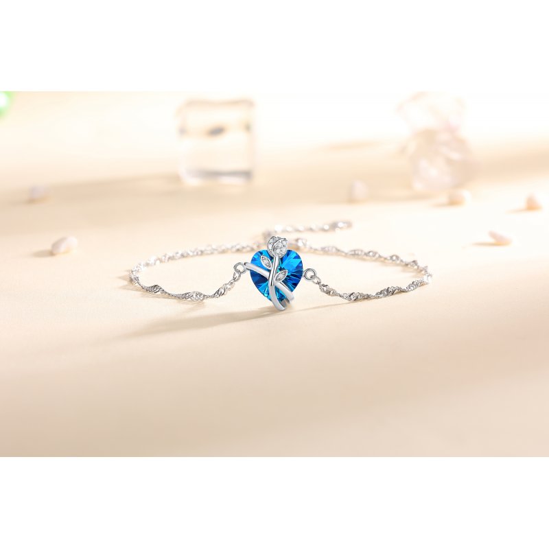 Bransoletka srebrna damska celebrytka serce srebro