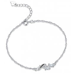 Bransoletka rodowana srebrna 925 kwiatek