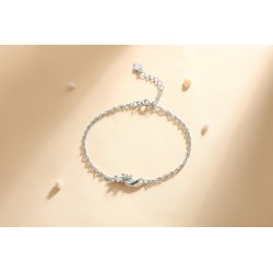 Bransoletka rodowana srebrna 925 kwiatek