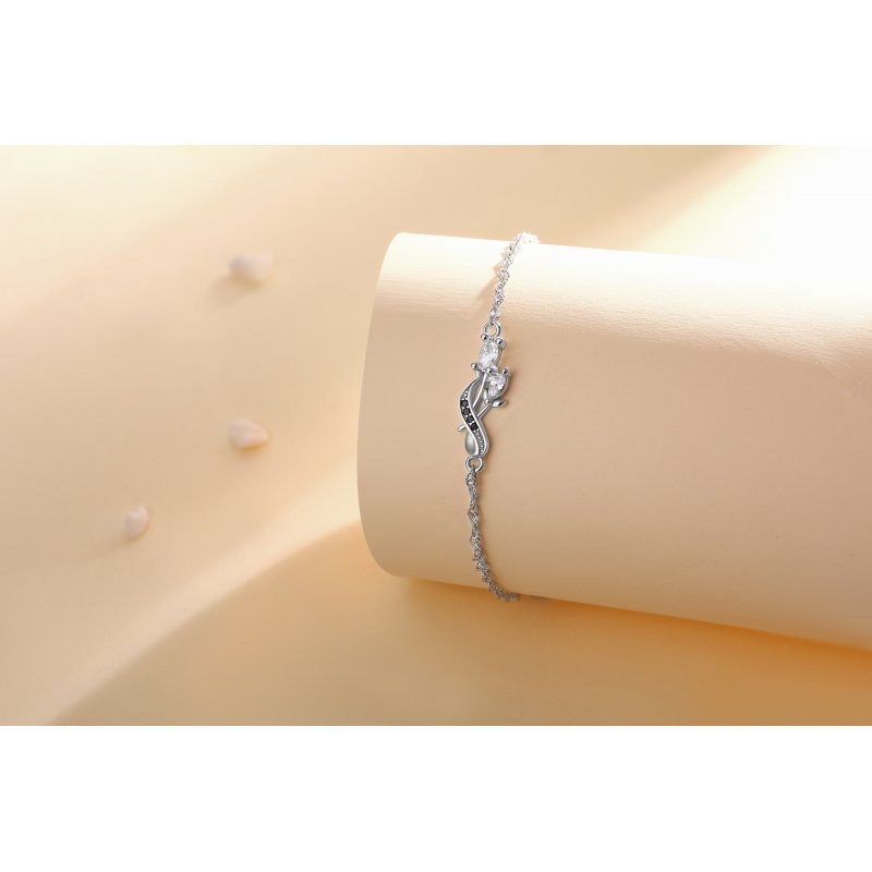 Bransoletka rodowana srebrna 925 kwiatek