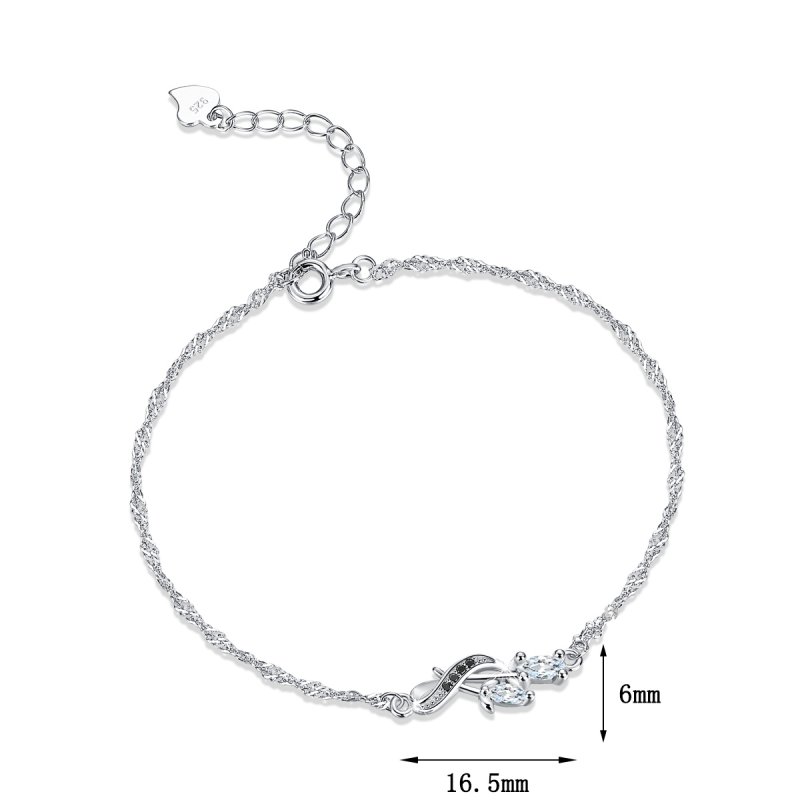 Bransoletka rodowana srebrna 925 kwiatek