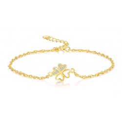 Srebrna bransoletka damska celebrytka bransoletka koniczynka srebro pozłacane próba 925