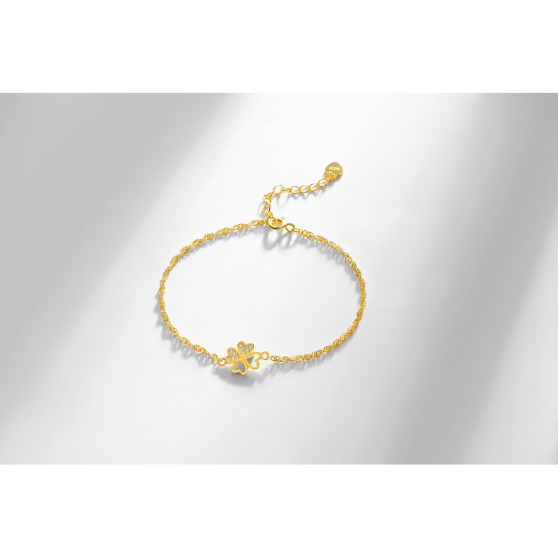 Srebrna bransoletka damska celebrytka bransoletka koniczynka srebro pozłacane próba 925