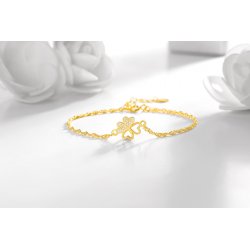 Srebrna bransoletka damska celebrytka bransoletka koniczynka srebro pozłacane próba 925