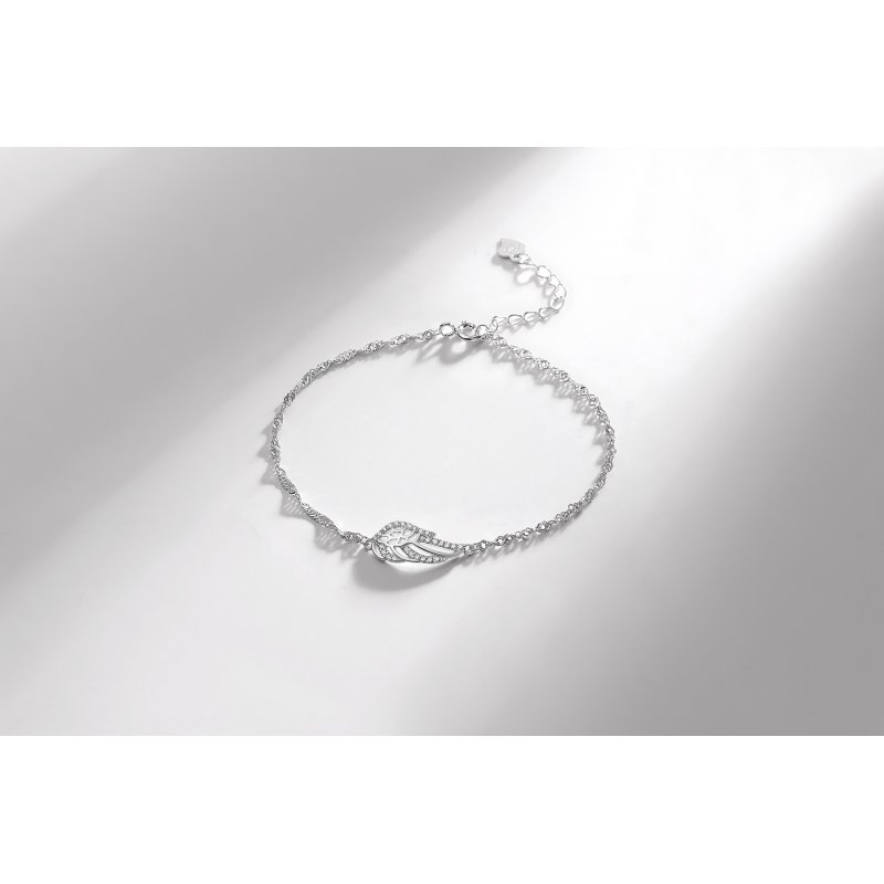 Bransoletka srebrna rodowana skrzydło srebro 925