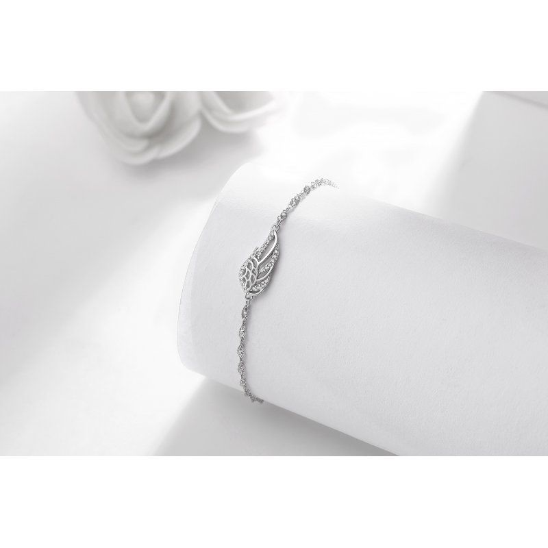 Bransoletka srebrna rodowana skrzydło srebro 925