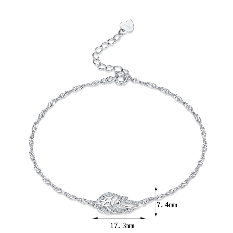 Bransoletka srebrna rodowana skrzydło srebro 925