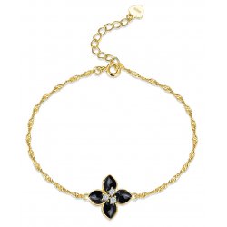 Srebrna bransoletka damska czarna celebrytka srebro próba 925 pozłacana