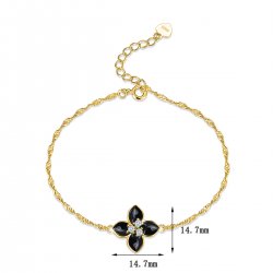 Srebrna bransoletka damska czarna celebrytka srebro próba 925 pozłacana