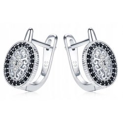 Piękne srebrne kolczyki angielskie czarne srebro 925 rodowane oryginalne