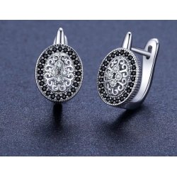 Piękne srebrne kolczyki angielskie czarne srebro 925 rodowane oryginalne