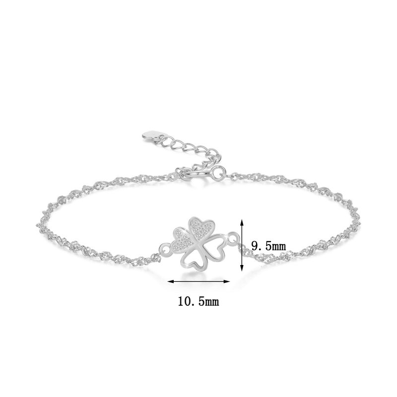 Bransoletka srebrna damska celebrytka koniczynka srebro 925