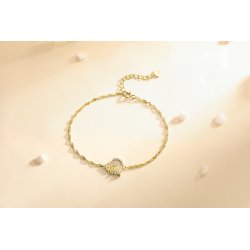 Srebrna bransoletka damska 925 serce z różą srebro pozłacane 925