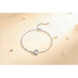 Bransoletka srebrna damska celebrytka róża serce