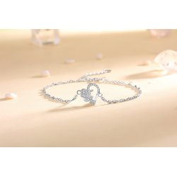 Bransoletka srebrna damska celebrytka róża serce