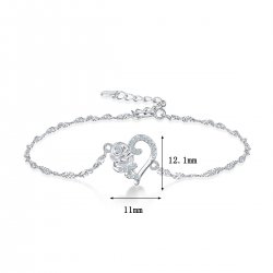Bransoletka srebrna damska celebrytka róża serce