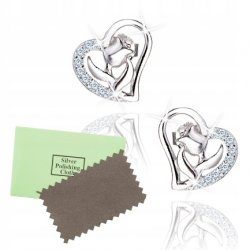 Srebrne kolczyki serca róże dla dziewczyny 925