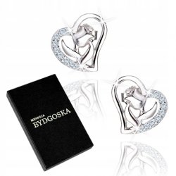 Srebrne kolczyki serca róże dla dziewczyny 925