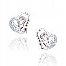 Srebrne kolczyki serca róże dla dziewczyny 925